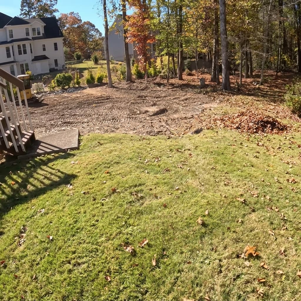 After: Clean backyard yard with fence panels removed